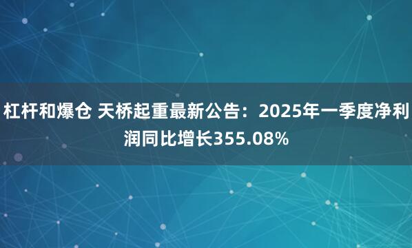 杠杆和爆仓 天桥起重最新公告：2025年一季度净利润同比增长355.08%