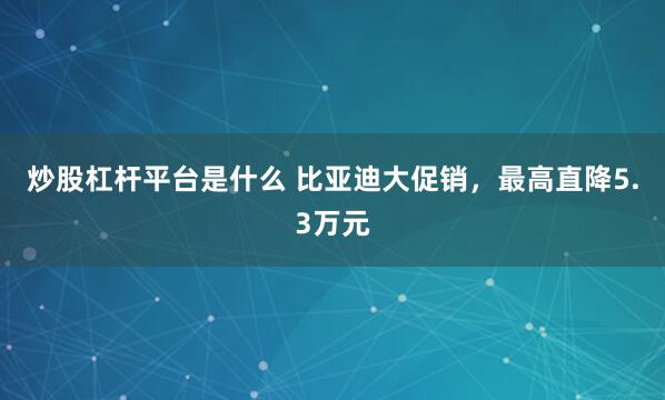 炒股杠杆平台是什么 比亚迪大促销，最高直降5.3万元