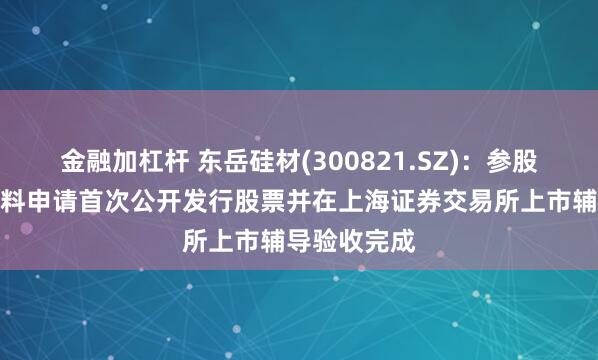 金融加杠杆 东岳硅材(300821.SZ)：参股公司未来材料申请首次公开发行股票并在上海证券交易所上市辅导验收完成